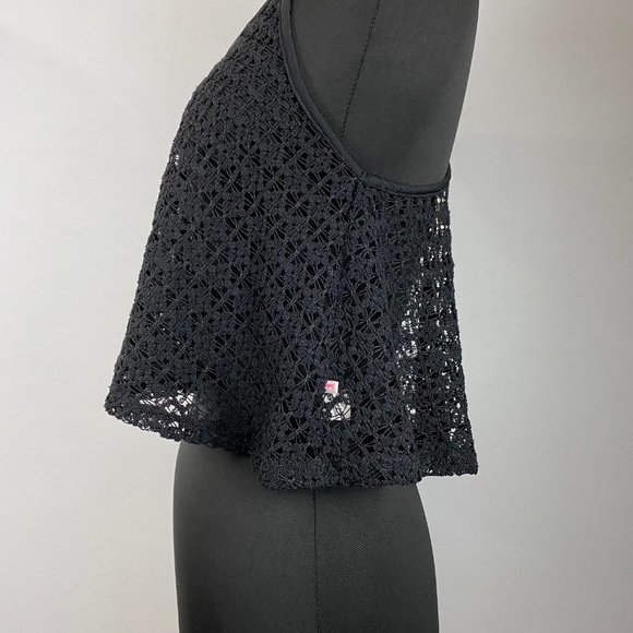 PINK Victoria's Secret XS/S Black Crochet Crop Top - Picture 5 of 9